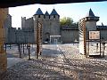 Carcassone Castle entrance, behind the closed gates